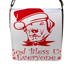 Dog Santa Hat Winter Christmas Flap Messenger Bag (L) 