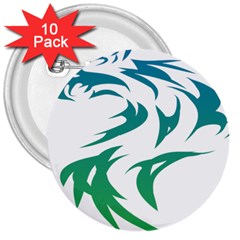 Wolf Dog Fox Animal Pet Vector 3  Buttons (10 Pack)  by Sapixe