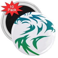 Wolf Dog Fox Animal Pet Vector 3  Magnets (10 Pack)  by Sapixe