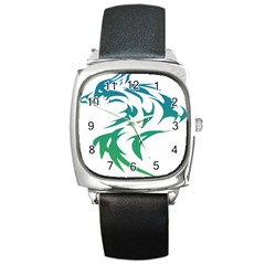 Wolf Dog Fox Animal Pet Vector Square Metal Watch by Sapixe