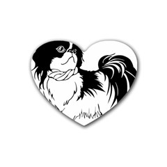 Animal Canine Dog Japanese Chin Rubber Coaster (heart)  by Sapixe