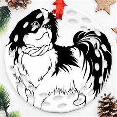 Animal Canine Dog Japanese Chin Round Filigree Ornament (Two Sides)