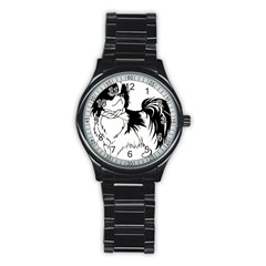 Animal Canine Dog Japanese Chin Stainless Steel Round Watch by Sapixe