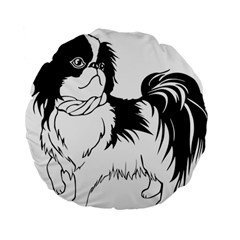 Animal Canine Dog Japanese Chin Standard 15  Premium Flano Round Cushions by Sapixe