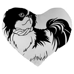 Animal Canine Dog Japanese Chin Large 19  Premium Flano Heart Shape Cushions