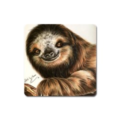 Sloth Smiles Square Magnet by ArtByThree