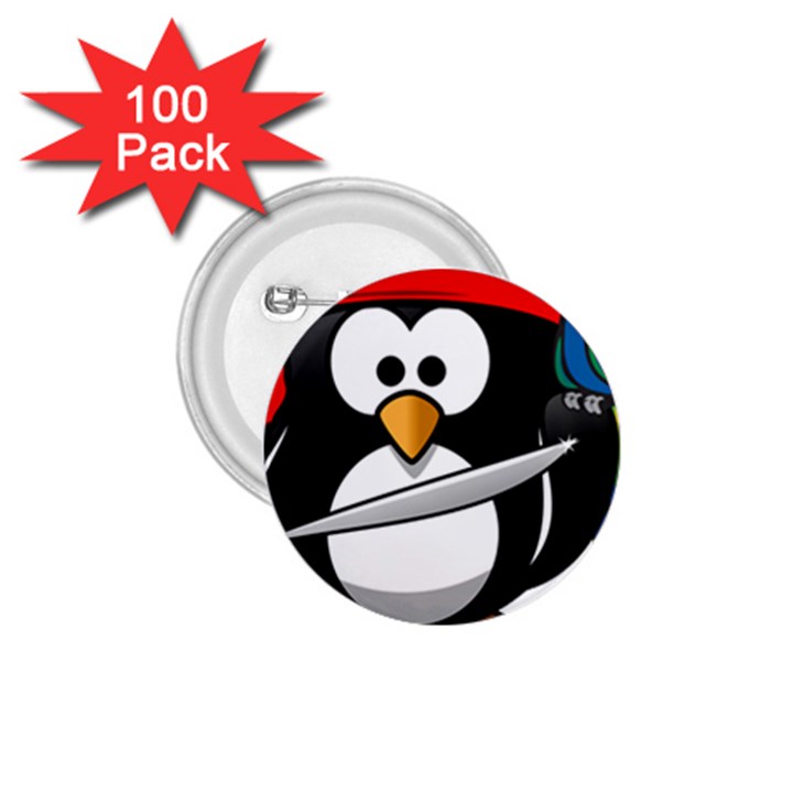 Penguin Pirate Tux Animal Bandana 1.75  Buttons (100 pack) 