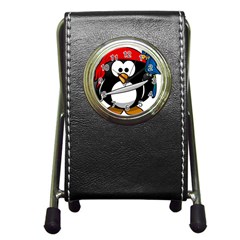 Penguin Pirate Tux Animal Bandana Pen Holder Desk Clocks by Sapixe