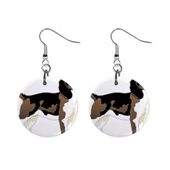 Black White Dog Beagle Pet Animal Mini Button Earrings by Sapixe