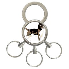 Black White Dog Beagle Pet Animal 3-ring Key Chains by Sapixe