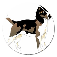 Black White Dog Beagle Pet Animal Magnet 5  (round) by Sapixe