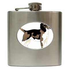 Black White Dog Beagle Pet Animal Hip Flask (6 Oz) by Sapixe