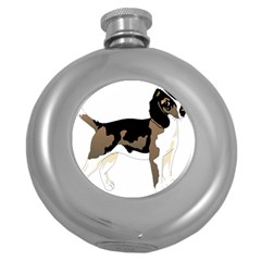 Black White Dog Beagle Pet Animal Round Hip Flask (5 Oz) by Sapixe