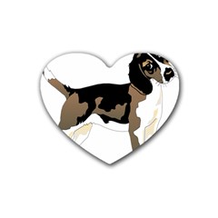 Black White Dog Beagle Pet Animal Rubber Coaster (heart)  by Sapixe