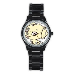 Doggy Dog Puppy Animal Pet Figure Stainless Steel Round Watch by Sapixe