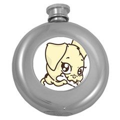 Doggy Dog Puppy Animal Pet Figure Round Hip Flask (5 Oz) by Sapixe