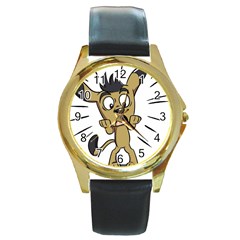 Animal Canine Cartoon Dog Pet Round Gold Metal Watch by Sapixe