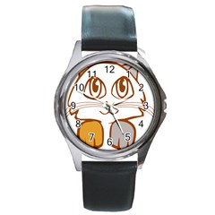 Animal Cat Feline Kitten Pet Round Metal Watch by Sapixe