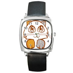 Animal Cat Feline Kitten Pet Square Metal Watch by Sapixe