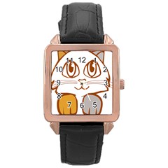 Animal Cat Feline Kitten Pet Rose Gold Leather Watch  by Sapixe