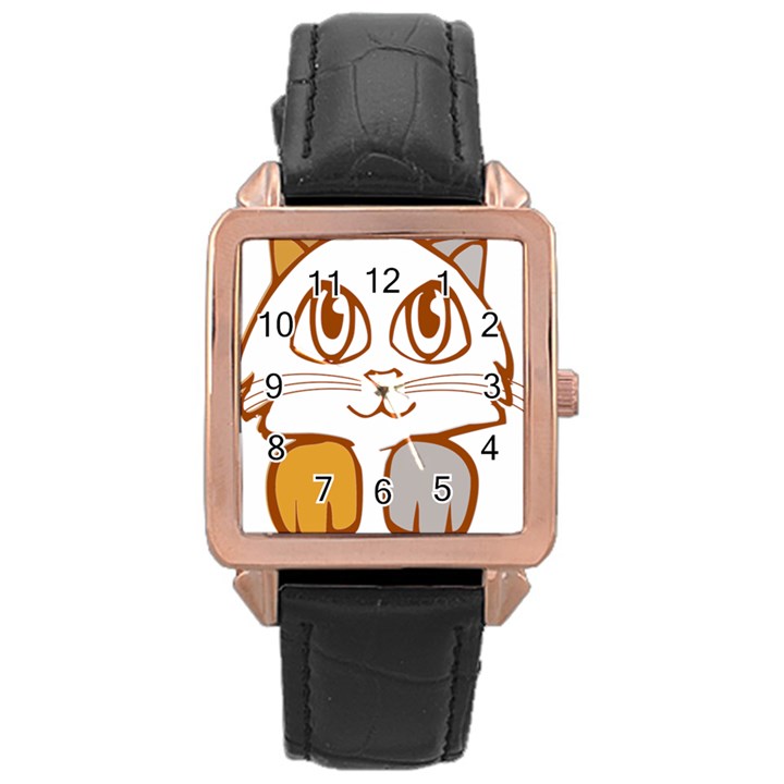 Animal Cat Feline Kitten Pet Rose Gold Leather Watch 