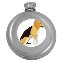 Black Yellow Dog Beagle Pet Round Hip Flask (5 Oz) by Sapixe