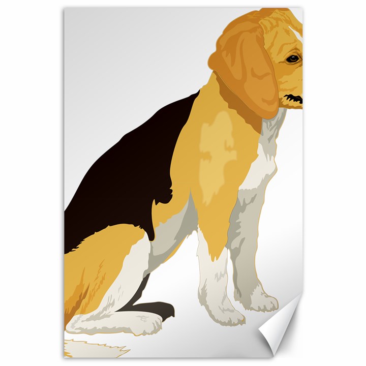 Black Yellow Dog Beagle Pet Canvas 12  x 18  