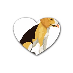 Black Yellow Dog Beagle Pet Rubber Coaster (heart)  by Sapixe