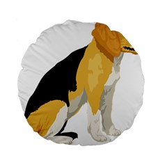 Black Yellow Dog Beagle Pet Standard 15  Premium Round Cushions by Sapixe