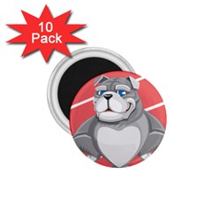 Bulldog Dog Animal Pet Heart Fur 1 75  Magnets (10 Pack)  by Sapixe