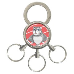 Bulldog Dog Animal Pet Heart Fur 3-ring Key Chains by Sapixe