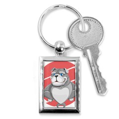 Bulldog Dog Animal Pet Heart Fur Key Chains (rectangle)  by Sapixe