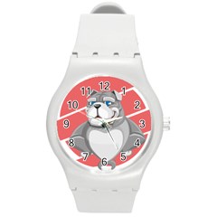 Bulldog Dog Animal Pet Heart Fur Round Plastic Sport Watch (m) by Sapixe