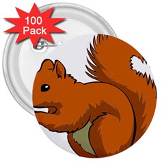 Squirrel Animal Pet 3  Buttons (100 Pack)  by Sapixe