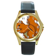 Squirrel Animal Pet Round Gold Metal Watch by Sapixe