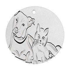 Dog Cat Pet Silhouette Animal Ornament (round) by Sapixe