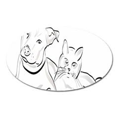 Dog Cat Pet Silhouette Animal Oval Magnet by Sapixe