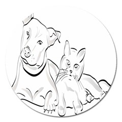 Dog Cat Pet Silhouette Animal Magnet 5  (round) by Sapixe