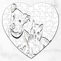 Dog Cat Pet Silhouette Animal Jigsaw Puzzle (heart) by Sapixe