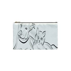 Dog Cat Pet Silhouette Animal Cosmetic Bag (small)  by Sapixe