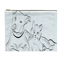 Dog Cat Pet Silhouette Animal Cosmetic Bag (xl) by Sapixe