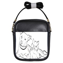 Dog Cat Pet Silhouette Animal Girls Sling Bags by Sapixe