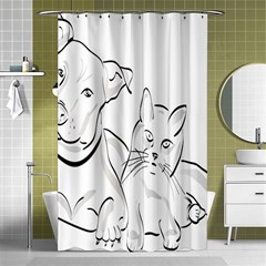 Dog Cat Pet Silhouette Animal Shower Curtain 48  X 72  (small)  by Sapixe