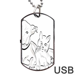 Dog Cat Pet Silhouette Animal Dog Tag Usb Flash (one Side) by Sapixe