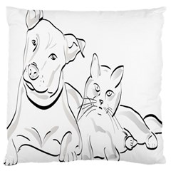 Dog Cat Pet Silhouette Animal Large Cushion Case (two Sides) by Sapixe