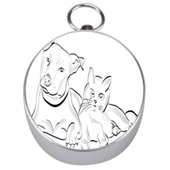 Dog Cat Pet Silhouette Animal Silver Compasses by Sapixe