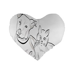 Dog Cat Pet Silhouette Animal Standard 16  Premium Flano Heart Shape Cushions by Sapixe