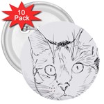 Cat Feline Animal Pet 3  Buttons (10 pack)  Front