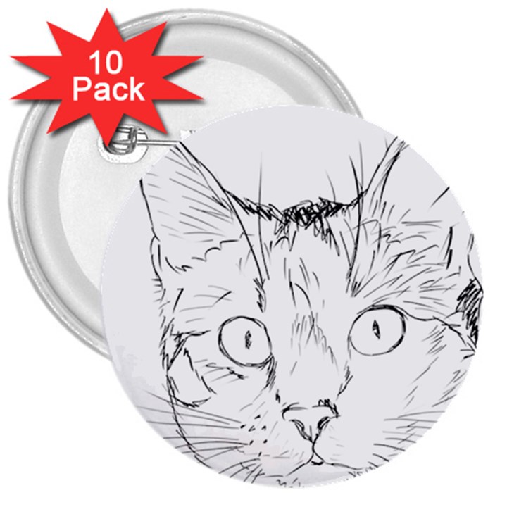 Cat Feline Animal Pet 3  Buttons (10 pack) 