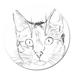 Cat Feline Animal Pet Magnet 5  (round) by Sapixe